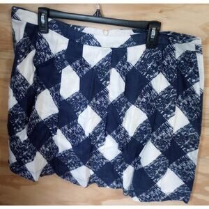 Women's Boden Midi Skirt Navy/White Plaid 14